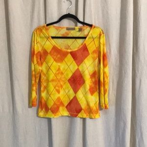 Yellow and orange plaid tee
